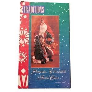 Traditions Porcelain Collectible Santa Claus Figure Handpainted Tree Vintage 80s